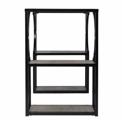 Homezia Wood And Iron Writing Desk With Storage