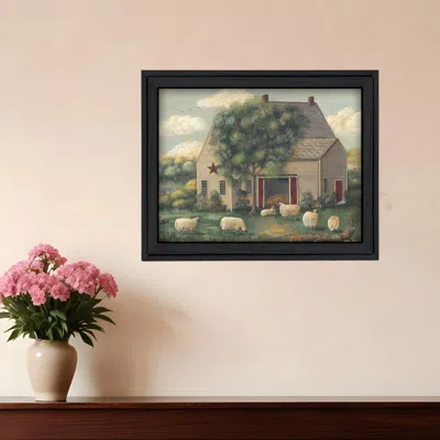 Homezia Wooly Sheep Black Framed Print Wall Art