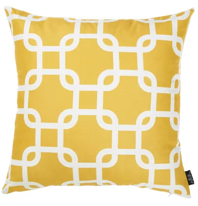Homezia Yellow And White Lattice Decorative Throw Pillow Cover