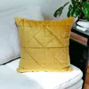 Homezia Yellow Chunky Geo Stitched Velvet Decorative Throw Pillow