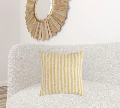 Homezia Yellow Natural Ticking Stripe Throw Pillow