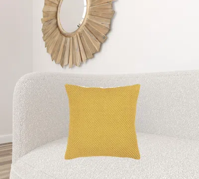 Homezia Yellow Nubby Textured Modern Throw Pillow