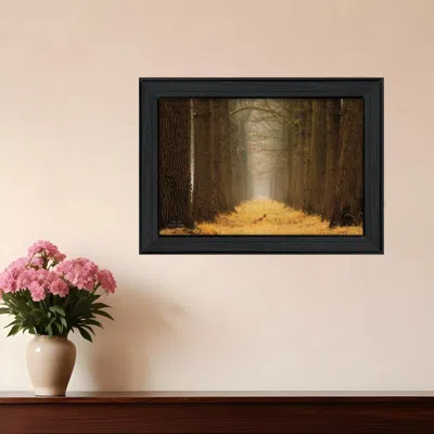 Homezia Yellow Path Black Framed Print Wall Art In Brown