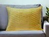 Homezia Yellow Quilted Velvet Zig Zag Decorative Lumbar Pillow