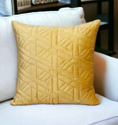 Homezia Yellow Velvet Quilted Throw Pillow