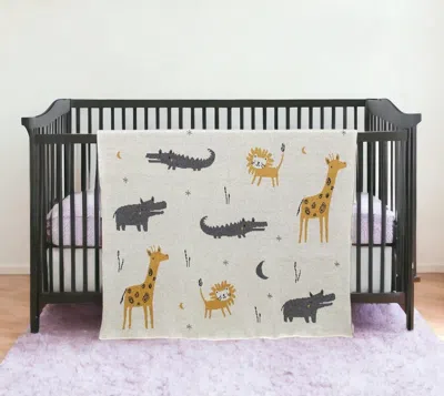 Homezia Zoo Animals Woven Knitted Baby Blanket