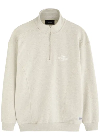 Homies Marbella Classic Logo Half-zip Cotton Sweatshirt In Grey