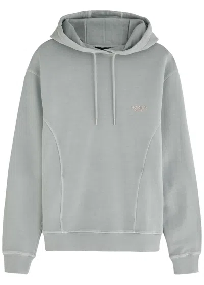 Homies Marbella Homies Club Logo Hooded Cotton Sweatshirt In Light Grey