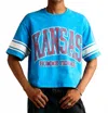 Homme + Femme Kansas Cropped Tee In Blue In Blue