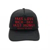 Homme + Femme Men's Fake Love Trucker Hat In Black/red In Black