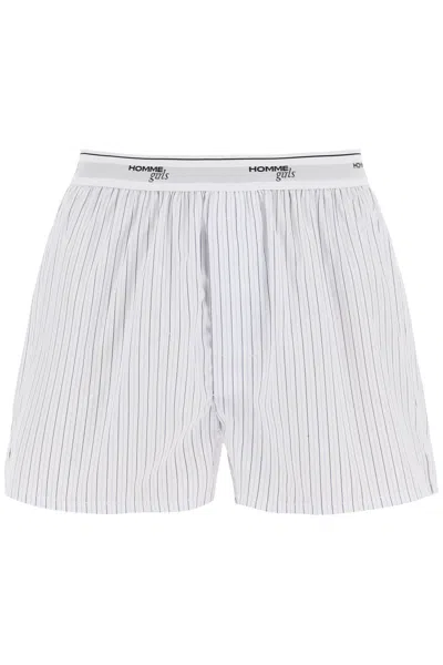 Homme Girls Kids'  Cotton Boxer Shorts In White