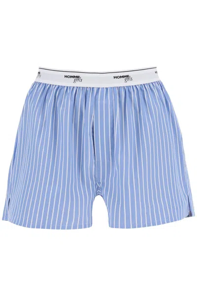 Homme Girls Cotton Boxer Shorts In Blue