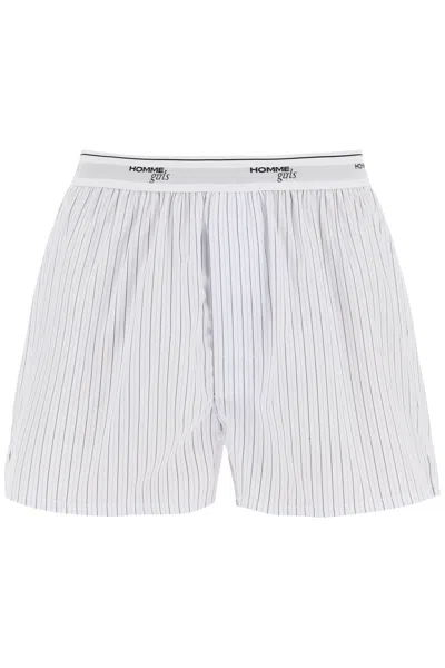 Homme Girls Cotton Boxer Shorts In White