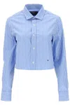 HOMME GIRLS CROPPED STRIPED POPLIN SHIRT