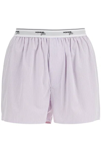 Homme Girls High Waisted Lavender Striped Boxer In Blue