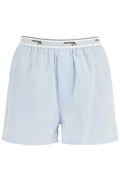 Homme Girls Light Blue High Waisted Cotton Boxer Shorts