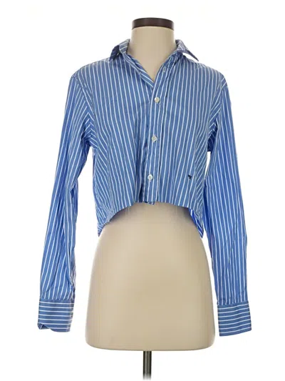 Pre-owned Homme Girls Long Sleeve Button Down Shirt In Blue