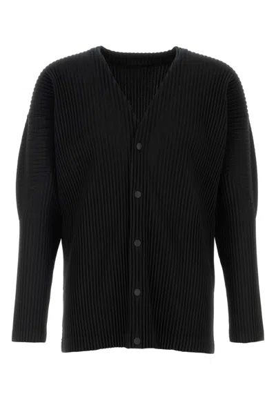 Homme Plisse Black Polyester Cardigan