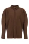 Homme Plisse Brown Polyester Shirt In Brown