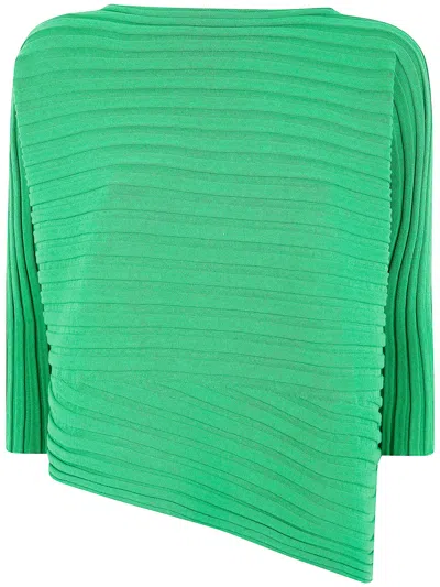 Homme Plisse Cotton Cashmere Knit Top In Green