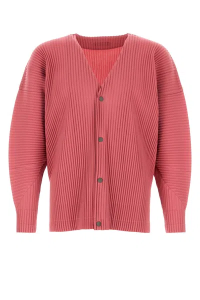 Homme Plisse Dark Pink Polyester Cardigan
