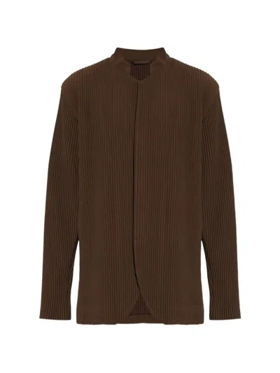 Homme Plisse Issey Miyake Button Plissé Jacket In Brown