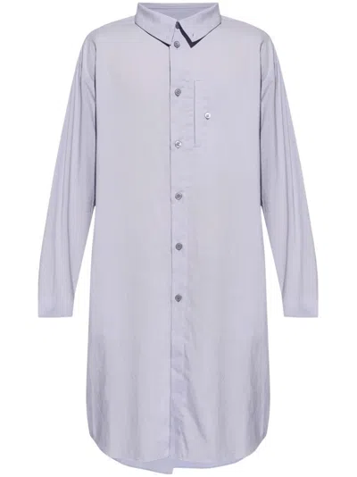 Homme Plisse Issey Miyake Pl Ramie Folded-yoke Longline Shirt In Gray