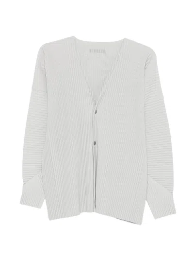 Homme Plisse Issey Miyake Pleated Cardigan In White