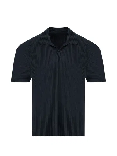 Homme Plisse Issey Miyake Pleated Polo Shirt In Blue