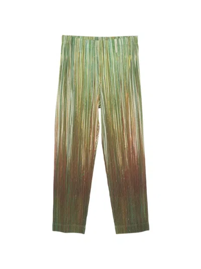 Homme Plisse Issey Miyake Pleated Striped Trousers In Multi