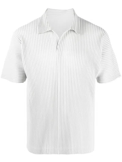 Homme Plisse Homme Plissé Issey Miyake Pleated Polo Shirt In Gray
