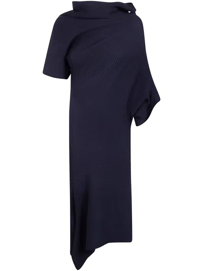 Homme Plisse "life Form" Volume Midi Dress In Black
