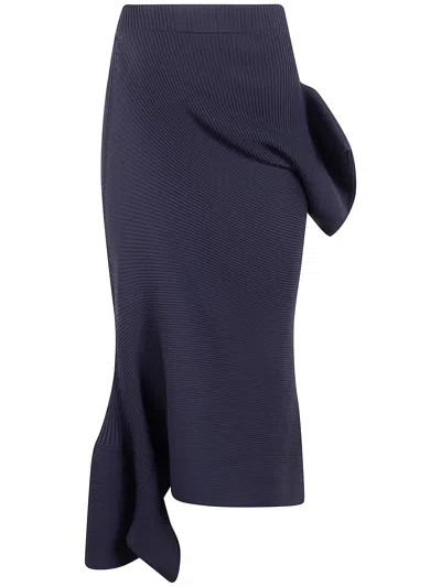Homme Plisse "life Form" Volume Midi Skirt In Blue