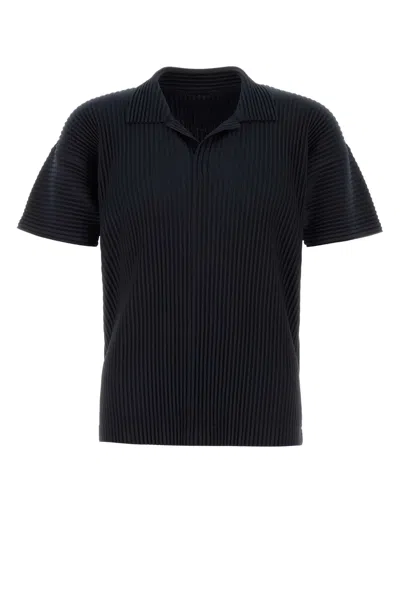Homme Plisse Midnight Blue Polyester Polo Shirt