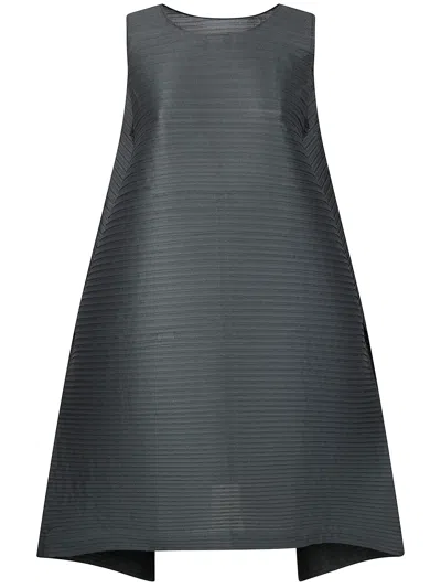 Homme Plisse Paneled Pleats Dress In Gray