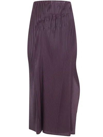 Homme Plisse "pleated On Pleats" Long Skirt In Purple
