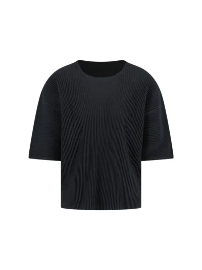 Homme Plisse Pleated T-shirt In Black  