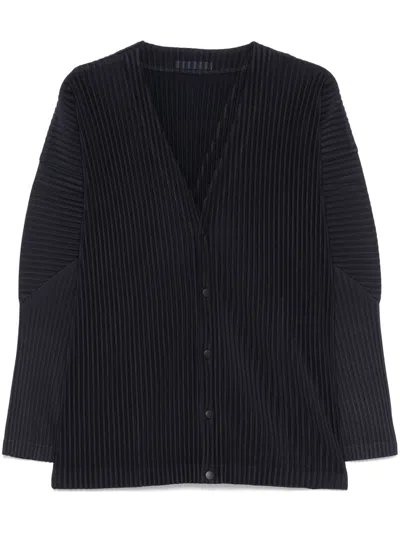 Homme Plisse Pleated V-necked Cardigan
