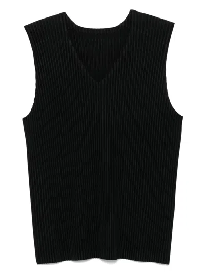 Homme Plisse Pleated V-necked Vest