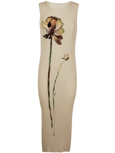 Homme Plisse Pressed Flora Pleats Dress
