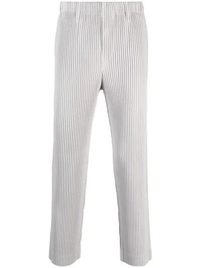 Homme Plisse Straight Trousers With Pleated Effect In Gray