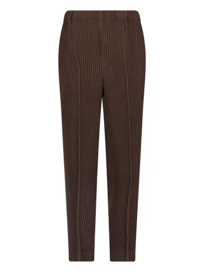 Homme Plisse Sweatpants "tuxedo Pleats" In Brown