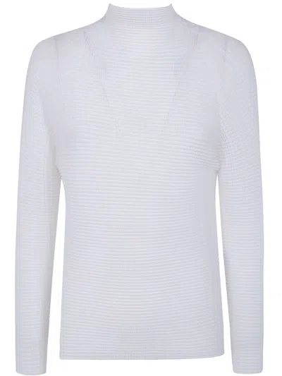Homme Plisse "wooly Pleats Bk Wt 66" Shirt In White