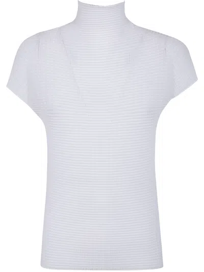 Homme Plisse "wooly Pleats Bk Wt 66" Shirt In White