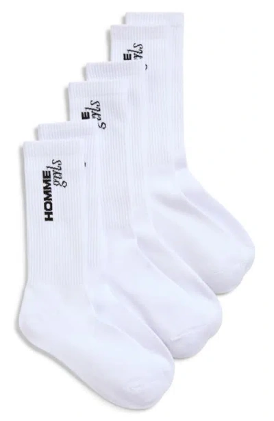 Hommegirls 3-pack Logo Crew Socks In White