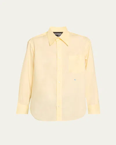 Hommegirls 70s Pocket Poplin Shirt In Yellow