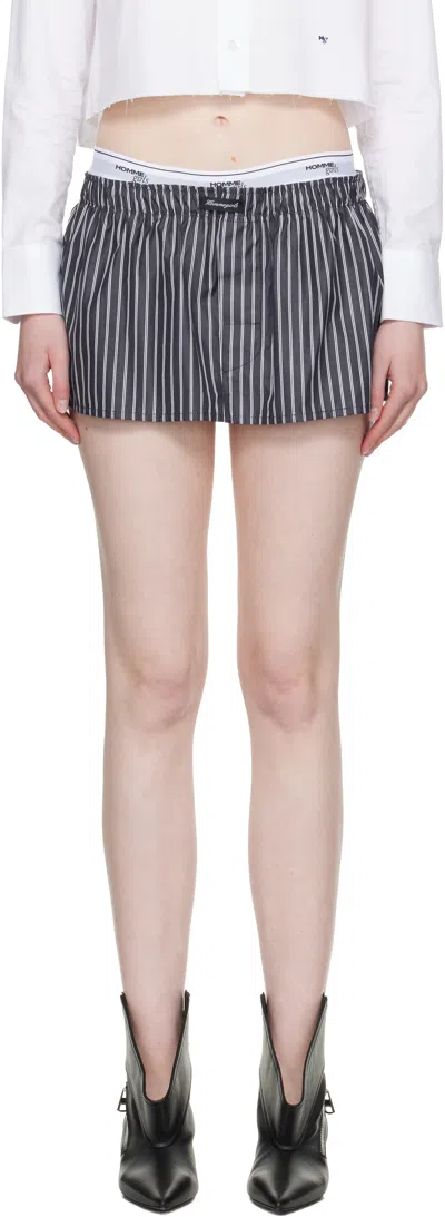 Hommegirls Black Boxer Miniskirt In Blue