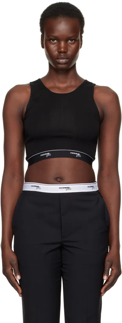 Hommegirls Black Logo Cropped Tank Top