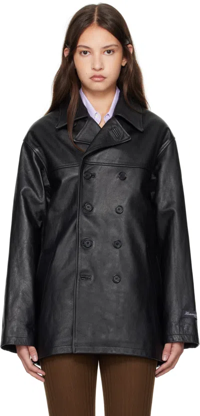 Hommegirls Black Peacoat Leather Jacket