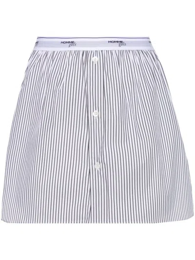 HOMMEGIRLS BLACKWHITE STRIPED A-LINE MINISKIRT